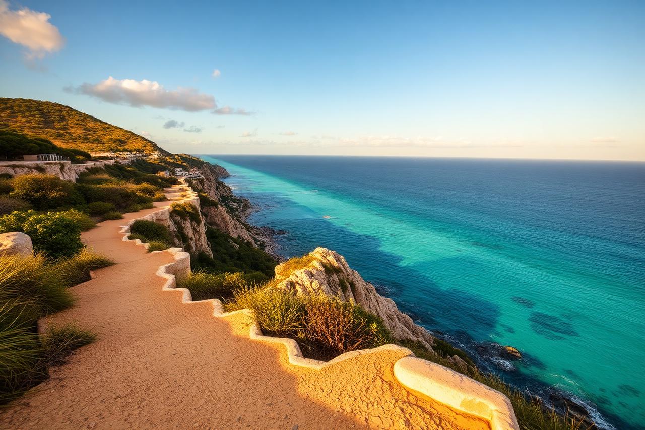 Coastal cliffs and turquoise water in Cap Cana, Punta Cana